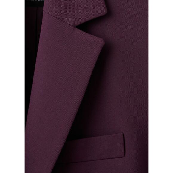 MANGO Wool-Blend Lapel-Collar V-Neck Suit Blazer - XS - Picture 7 of 8